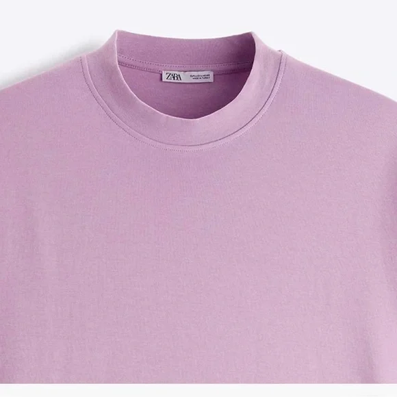 RIB COLLAR T-SHIRT PURPLE. SIZE XL - Picture 4 of 4